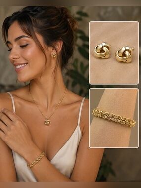Designers brands gold knot necklace set